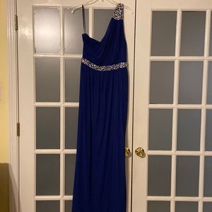 Blue one shoulder formal dress